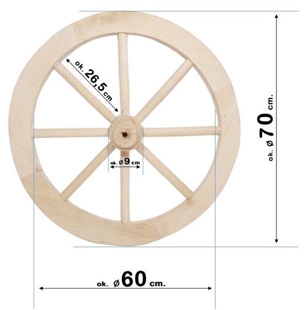 koło drewniane średnicy 70 cm