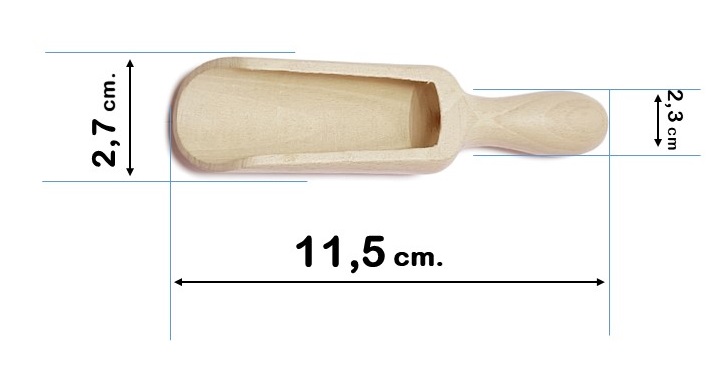 drewniany nabierak długości 11,5 cm