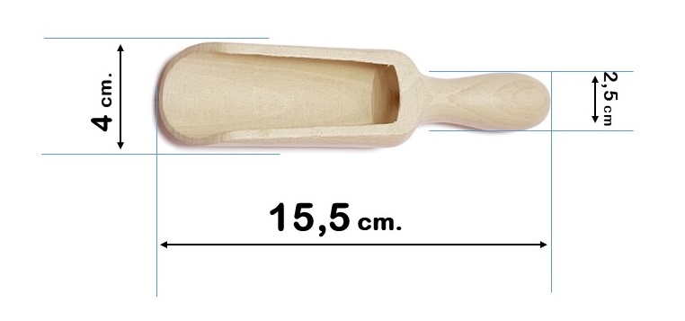 drewniany nabierak długości 15,5 cm